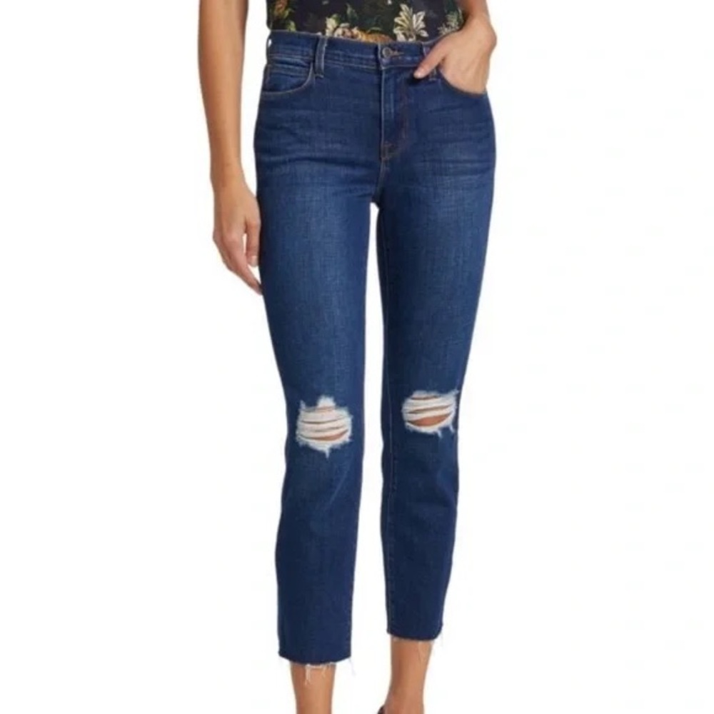 L’Agence High Rise Distressed Crop Jeans
